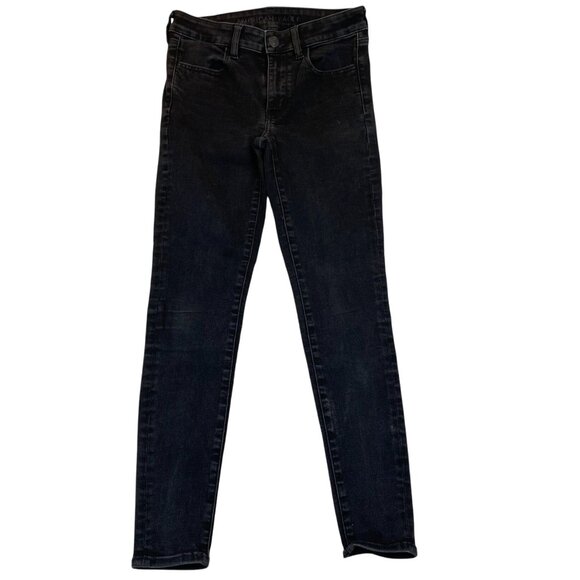 American Eagle Woman's Jegging Jeans Size 6 Regular Next Level Stretch Black - Picture 1 of 16